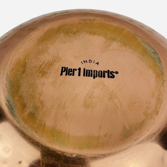 RARE Pier 1 Imports India Hammered Copper Nesting Bowl Set of 4 Stainless Steel - Picture 11 of 16